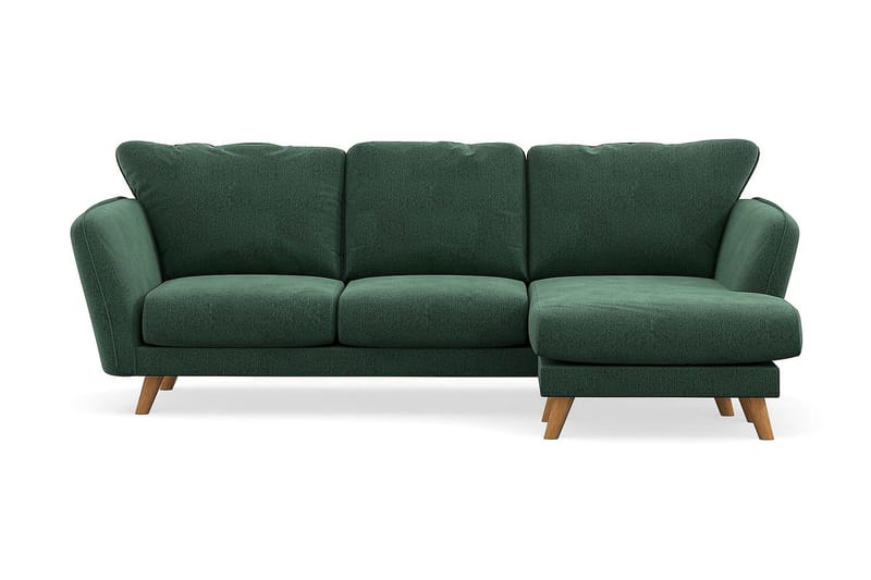 Trend Lyx 3-sits Högervänd L-formad Divansoffa i Sammet - Mörkgrön - Möbler - Soffa - Divansoffor & schäslongsoffa - 4 sits soffa med divan
