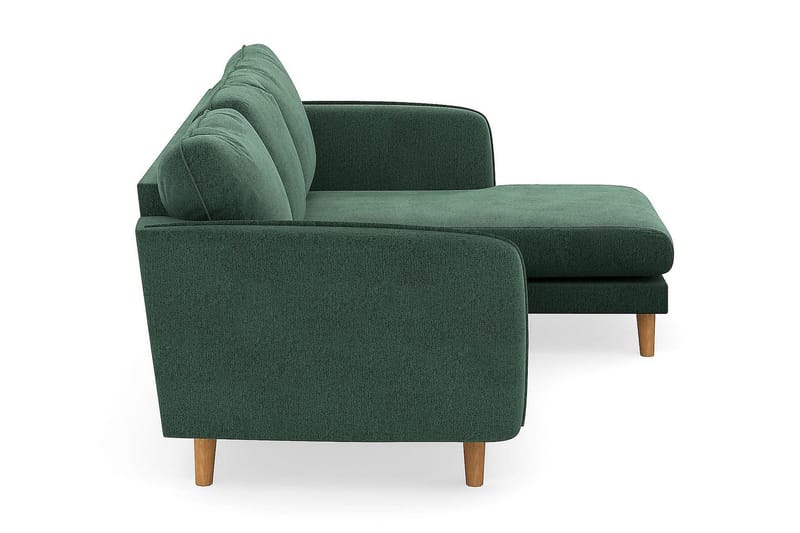 Trend Lyx 3-sits Högervänd L-formad Divansoffa i Sammet - Mörkgrön - Möbler - Soffa - Divansoffor & schäslongsoffa - 4 sits soffa med divan