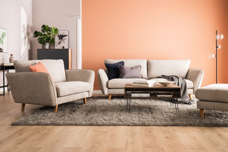 Trend Lyx 3-sits Högervänd L-formad Divansoffa i Tyg - Beige - Möbler - Soffa - Divansoffor & schäslongsoffa