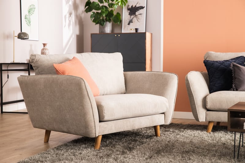 Trend Lyx 3-sits Högervänd L-formad Divansoffa i Tyg - Beige - Möbler - Soffa - Divansoffor & schäslongsoffa