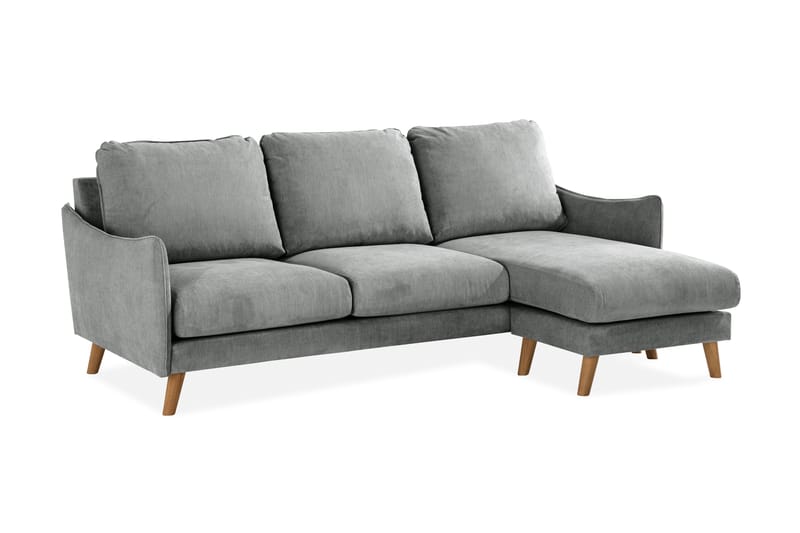 Trend Lyx 3-sits Högervänd L-formad Divansoffa i Tyg - Grå - Möbler - Soffa - Divansoffor & schäslongsoffa