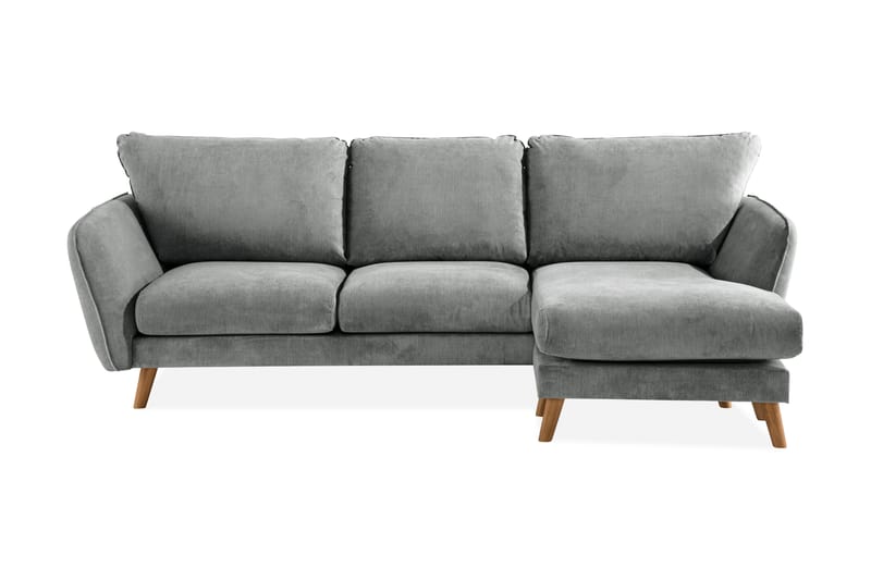 Trend Lyx 3-sits Högervänd L-formad Divansoffa i Tyg - Grå - Möbler - Soffa - Divansoffor & schäslongsoffa