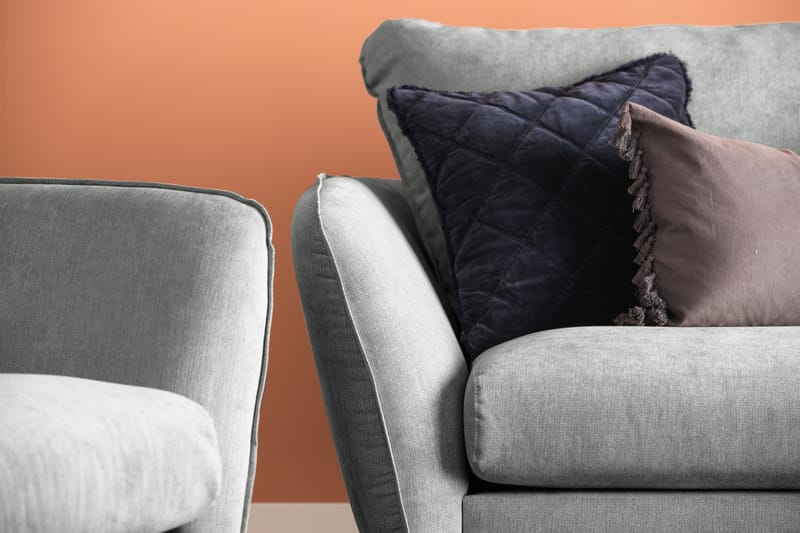 Trend Lyx 3-sits Högervänd L-formad Divansoffa i Tyg - Grå - Möbler - Soffa - Divansoffor & schäslongsoffa