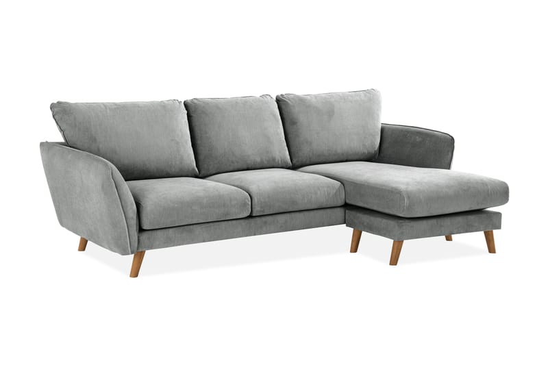 Trend Lyx 3-sits Högervänd L-formad Divansoffa i Tyg - Grå - Möbler - Soffa - Divansoffor & schäslongsoffa