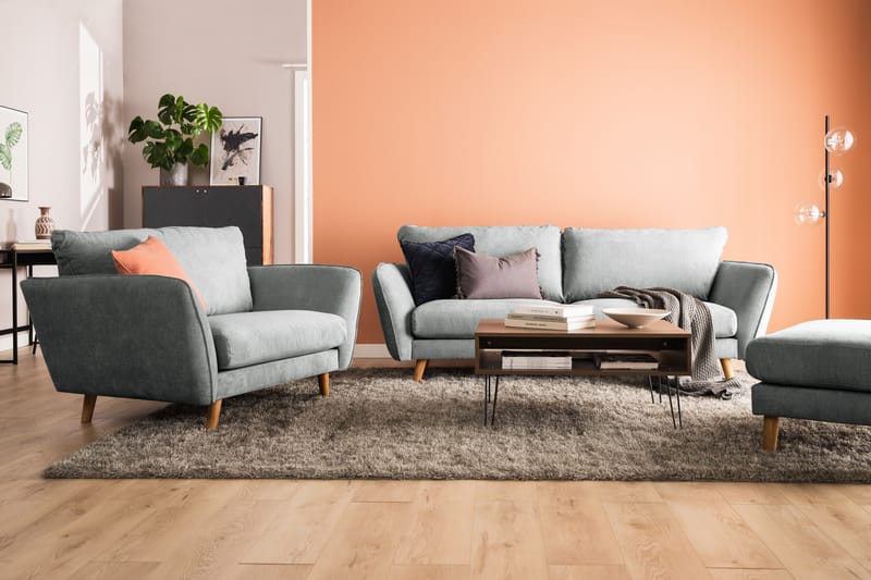 Trend Lyx 3-sits Högervänd L-formad Divansoffa i Tyg - Grå - Möbler - Soffa - Divansoffor & schäslongsoffa