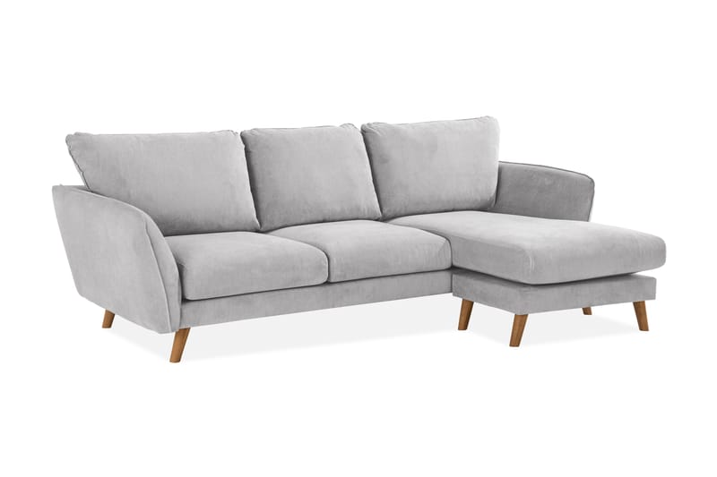 Trend Lyx 3-sits Högervänd L-formad Divansoffa i Tyg - Ljusgrå - Möbler - Soffa - Divansoffor & schäslongsoffa