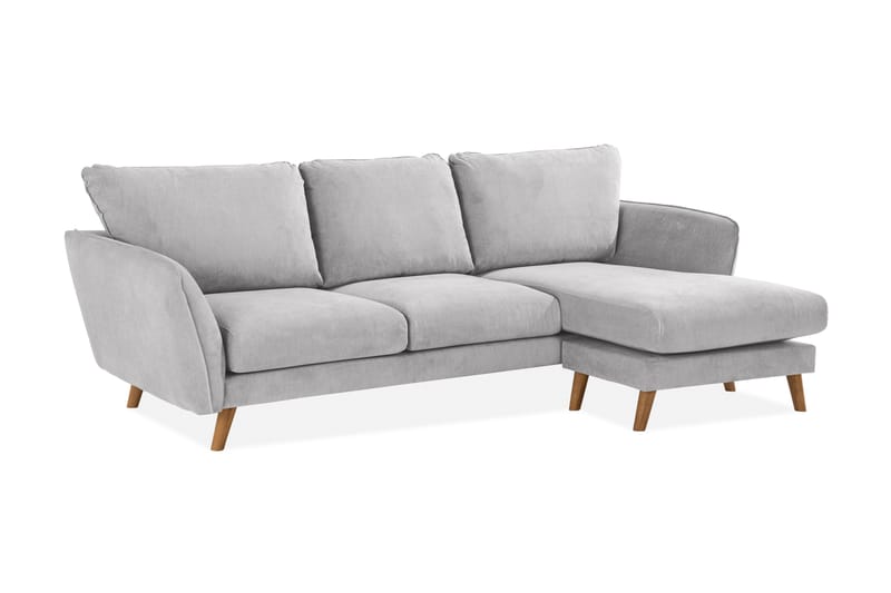 Trend Lyx 3-sits Högervänd L-formad Divansoffa i Tyg - Ljusgrå - Möbler - Soffa - Divansoffor & schäslongsoffa - 4 sits soffa med divan