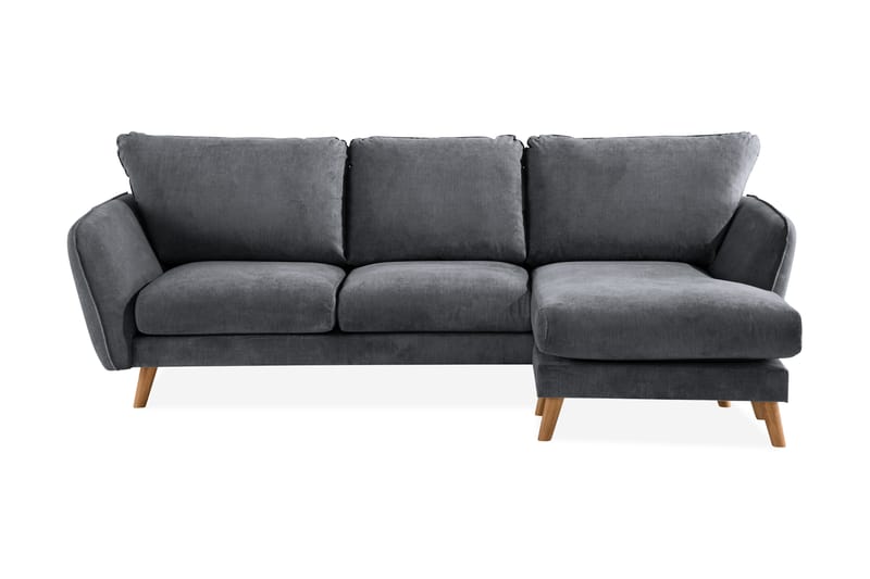 Trend Lyx 3-sits Högervänd L-formad Divansoffa i Tyg - Mörkgrå - Möbler - Soffa - Divansoffor & schäslongsoffa