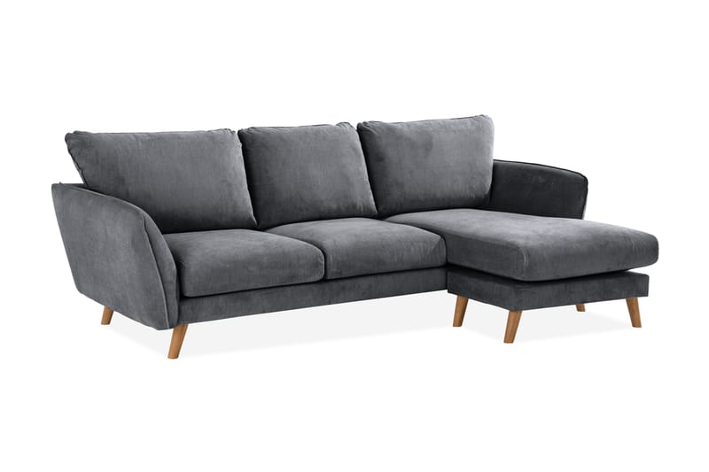Trend Lyx 3-sits Högervänd L-formad Divansoffa i Tyg - Mörkgrå - Möbler - Soffa - Divansoffor & schäslongsoffa
