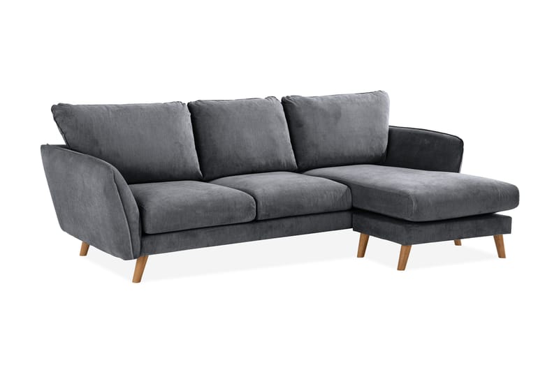 Trend Lyx 3-sits Högervänd L-formad Divansoffa i Tyg - Mörkgrå - Möbler - Soffa - Divansoffor & schäslongsoffa - 4 sits soffa med divan