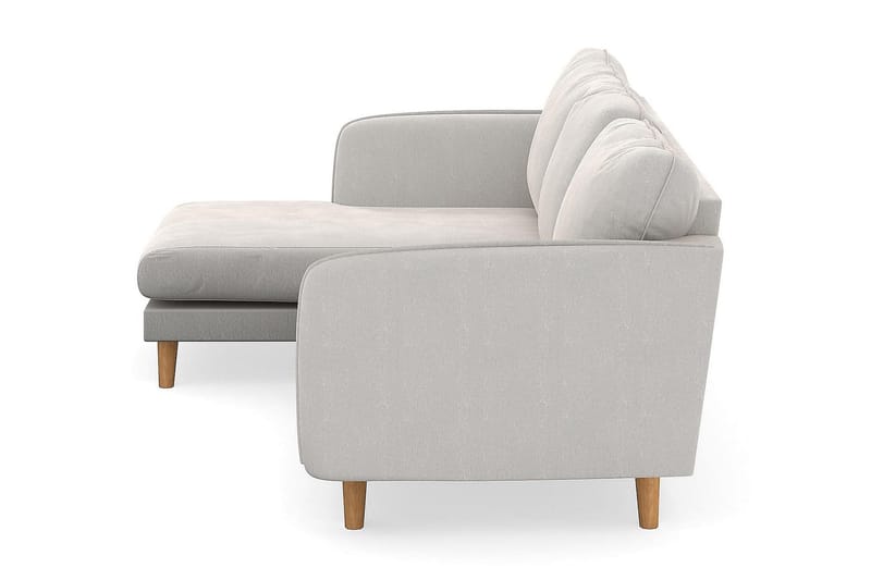 Trend Lyx 3-sits Vänstervänd L-formad Divansoffa i Sammet - Krämvit - Möbler - Soffa - Divansoffor & schäslongsoffa - 4 sits soffa med divan