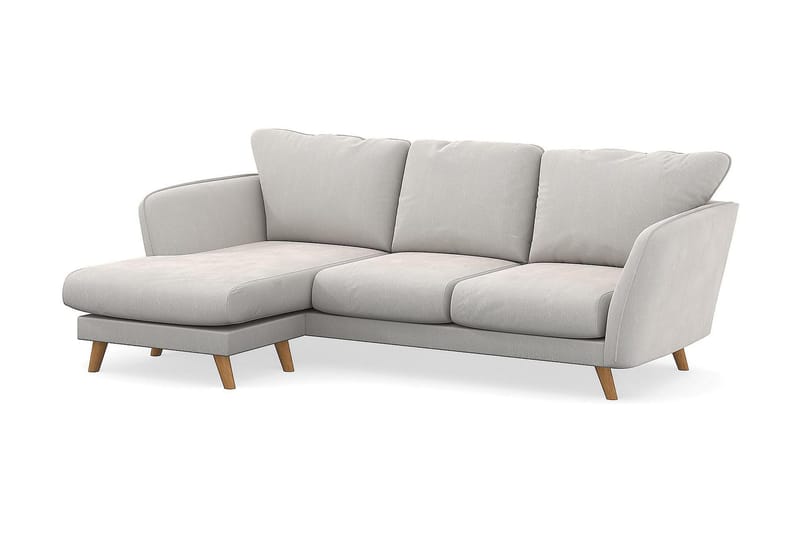 Trend Lyx 3-sits Vänstervänd L-formad Divansoffa i Sammet - Krämvit - Möbler - Soffa - Divansoffor & schäslongsoffa - 4 sits soffa med divan