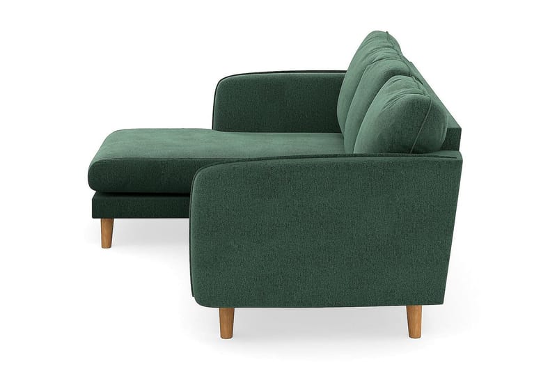 Trend Lyx 3-sits Vänstervänd L-formad Divansoffa i Sammet - Mörkgrön - Möbler - Soffa - Divansoffor & schäslongsoffa - 4 sits soffa med divan
