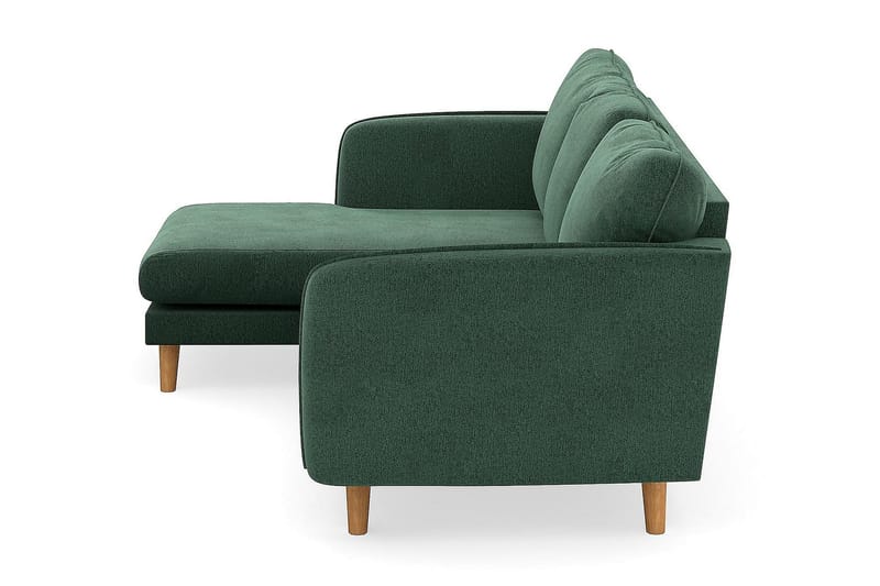 Trend Lyx 3-sits Vänstervänd L-formad Divansoffa i Sammet - Mörkgrön - Möbler - Soffa - Divansoffor & schäslongsoffa