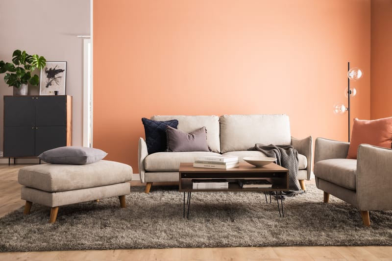 Trend Lyx 3-sits Vänstervänd L-formad Divansoffa i Tyg - Beige - Möbler - Soffa - Divansoffor & schäslongsoffa