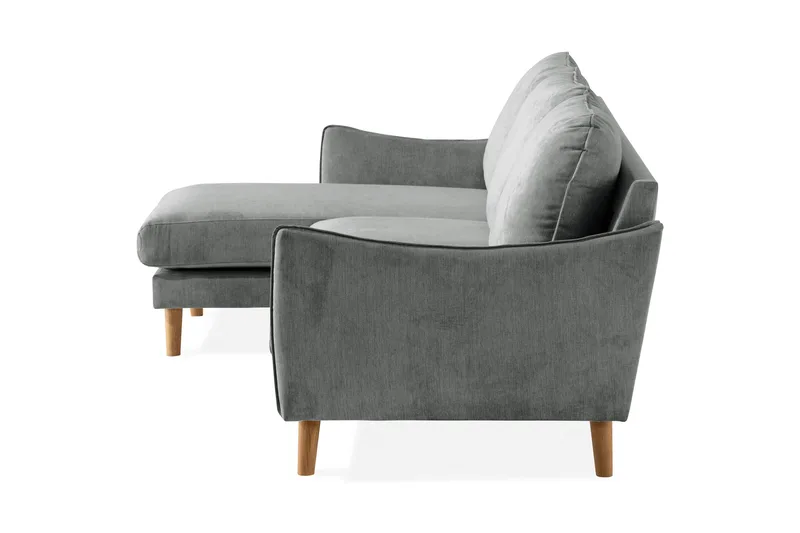 Trend Lyx 3-sits Vänstervänd L-formad Divansoffa i Tyg - Grå - Möbler - Soffa - Divansoffor & schäslongsoffa - 4 sits soffa med divan
