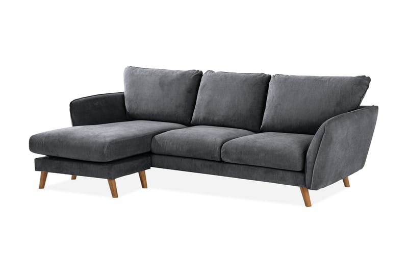 Trend Lyx 3-sits Vänstervänd L-formad Divansoffa i Tyg - Mörkgrå - Möbler - Soffa - Divansoffor & schäslongsoffa - 4 sits soffa med divan
