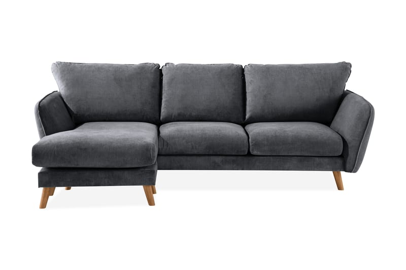 Trend Lyx 3-sits Vänstervänd L-formad Divansoffa i Tyg - Mörkgrå - Möbler - Soffa - Divansoffor & schäslongsoffa - 4 sits soffa med divan