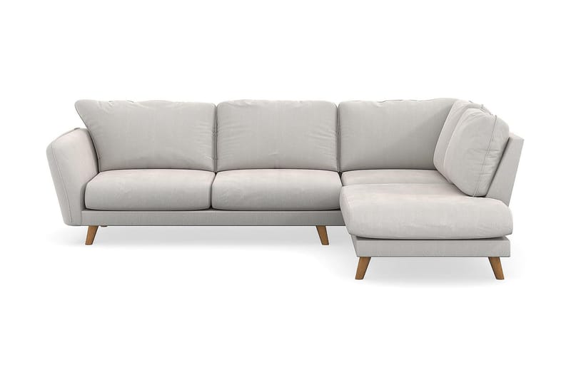 Trend Lyx 4-sits Högervänd L-formad Schäslongsoffa i Sammet - Krämvit - Möbler - Soffa - Divansoffor & schäslongsoffa