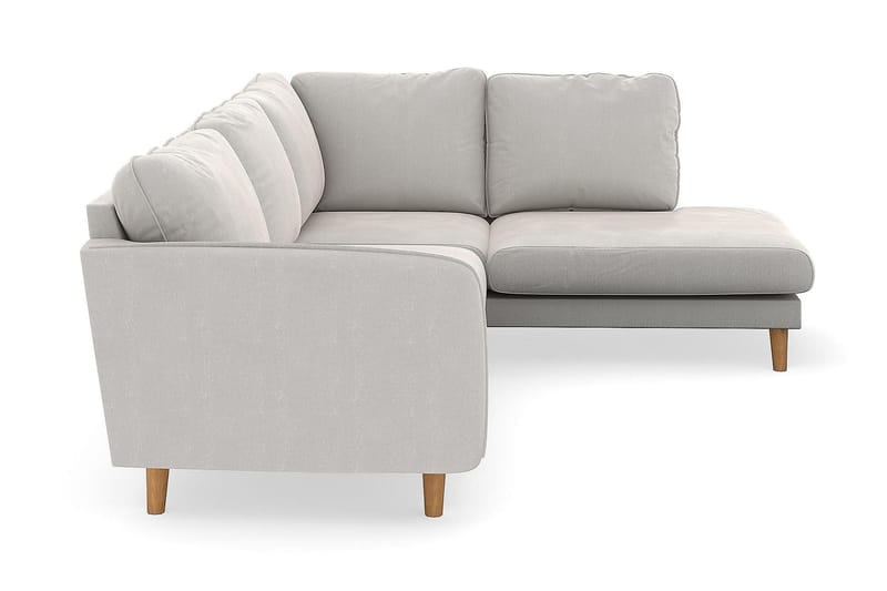 Trend Lyx 4-sits Högervänd L-formad Schäslongsoffa i Sammet - Krämvit - Möbler - Soffa - Divansoffor & schäslongsoffa