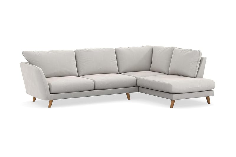 Trend Lyx 4-sits Högervänd L-formad Schäslongsoffa i Sammet - Krämvit - Möbler - Soffa - Divansoffor & schäslongsoffa