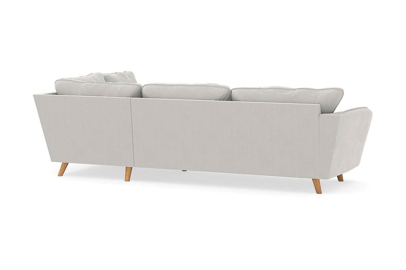 Trend Lyx 4-sits Högervänd L-formad Schäslongsoffa i Sammet - Krämvit - Möbler - Soffa - Divansoffor & schäslongsoffa - 4 sits soffa med divan