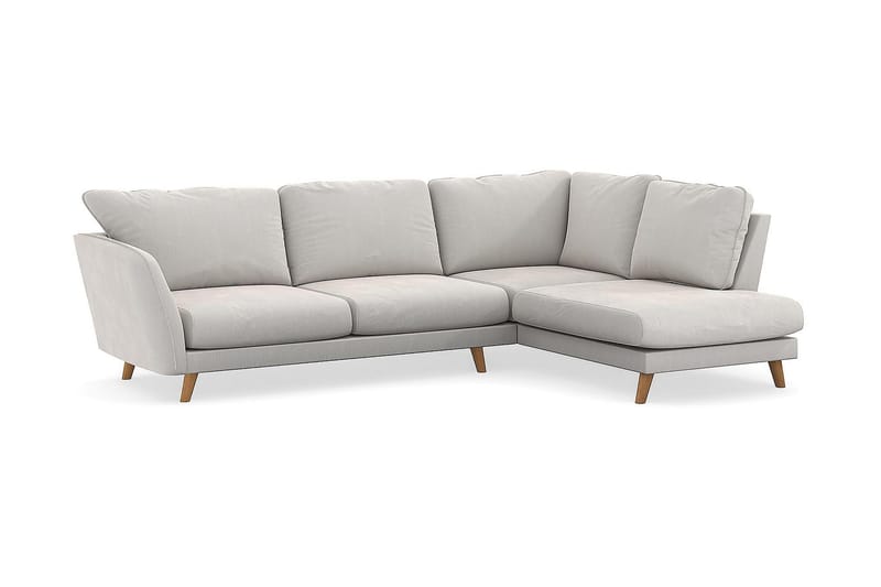 Trend Lyx 4-sits Högervänd L-formad Schäslongsoffa i Sammet - Krämvit - Möbler - Soffa - Divansoffor & schäslongsoffa - 4 sits soffa med divan