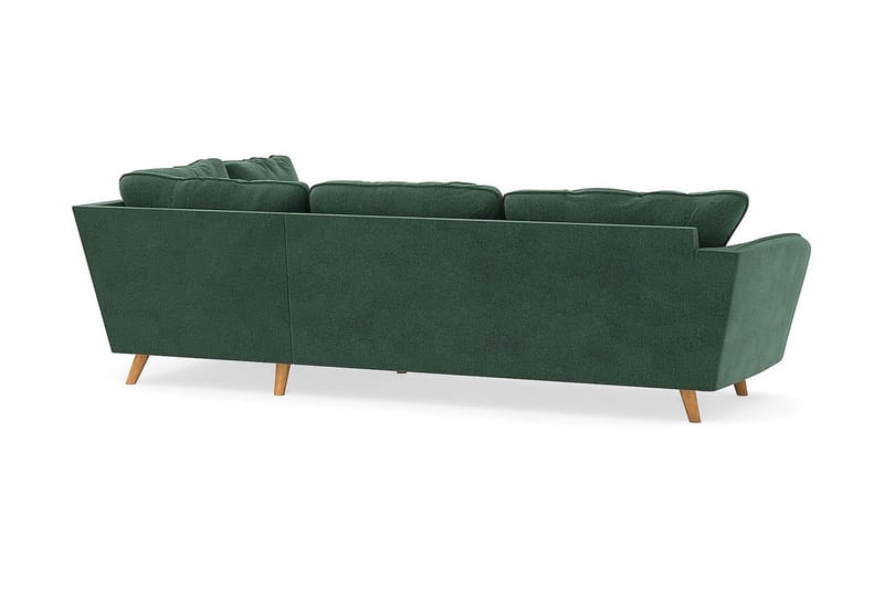 Trend Lyx 4-sits Högervänd L-formad Schäslongsoffa i Sammet - Mörkgrön - Möbler - Soffa - Divansoffor & schäslongsoffa