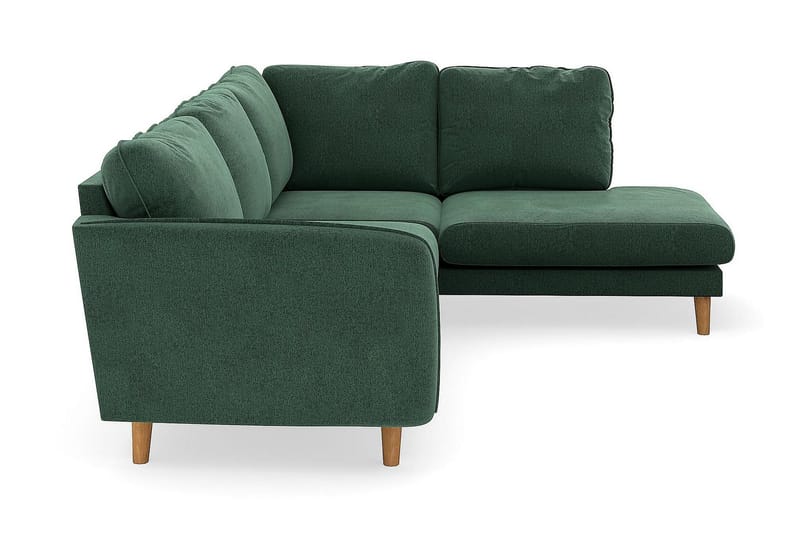 Trend Lyx 4-sits Högervänd L-formad Schäslongsoffa i Sammet - Mörkgrön - Möbler - Soffa - Divansoffor & schäslongsoffa - 4 sits soffa med divan