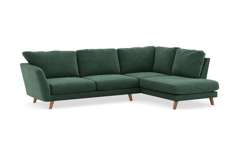 Trend Lyx 4-sits Högervänd L-formad Schäslongsoffa i Sammet - Mörkgrön - Möbler - Soffa - Divansoffor & schäslongsoffa - 4 sits soffa med divan
