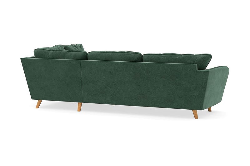 Trend Lyx 4-sits Högervänd L-formad Schäslongsoffa i Sammet - Mörkgrön - Möbler - Soffa - Divansoffor & schäslongsoffa - 4 sits soffa med divan