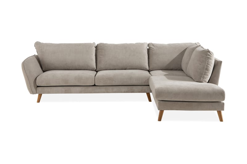 Trend Lyx 4-sits Högervänd L-formad Schäslongsoffa i Tyg - Beige - Möbler - Soffa - Divansoffor & schäslongsoffa