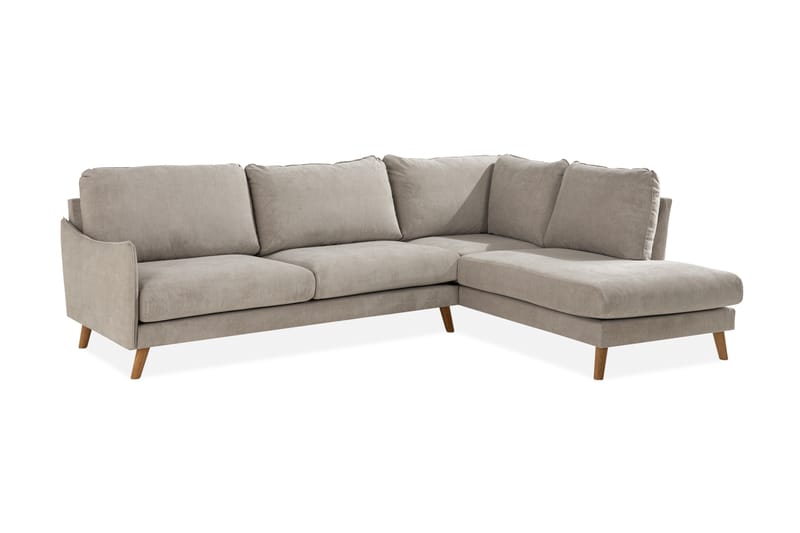 Trend Lyx 4-sits Högervänd L-formad Schäslongsoffa i Tyg - Beige - Möbler - Soffa - Divansoffor & schäslongsoffa