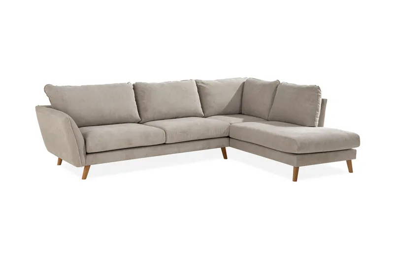 Trend Lyx 4-sits Högervänd L-formad Schäslongsoffa i Tyg - Beige - Möbler - Soffa - Divansoffor & schäslongsoffa - 4 sits soffa med divan