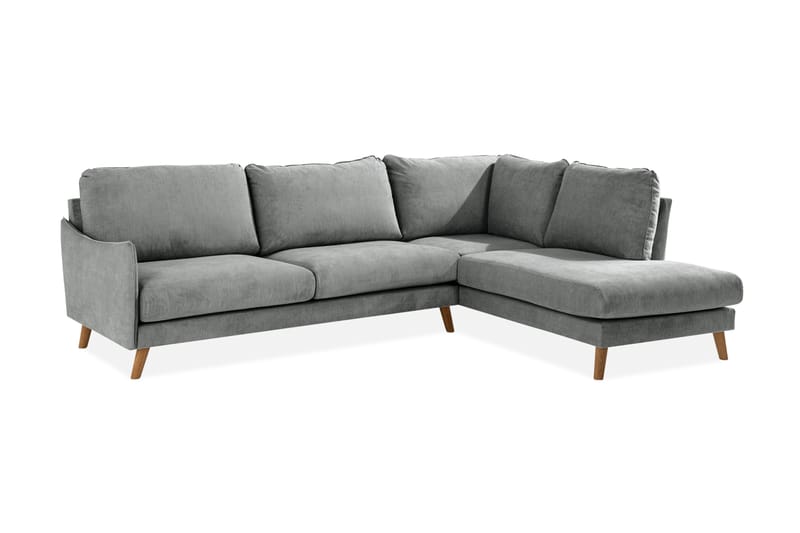 Trend Lyx 4-sits Högervänd L-formad Schäslongsoffa i Tyg - Grå - Möbler - Soffa - Divansoffor & schäslongsoffa