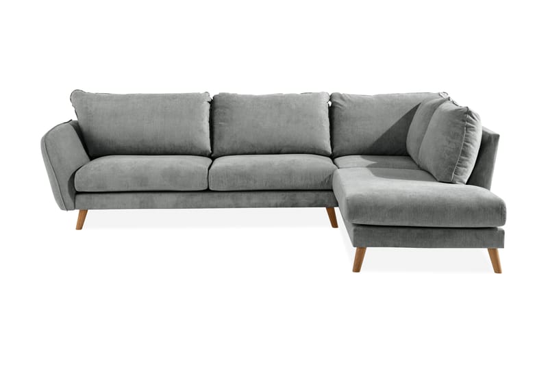 Trend Lyx 4-sits Högervänd L-formad Schäslongsoffa i Tyg - Grå - Möbler - Soffa - Divansoffor & schäslongsoffa