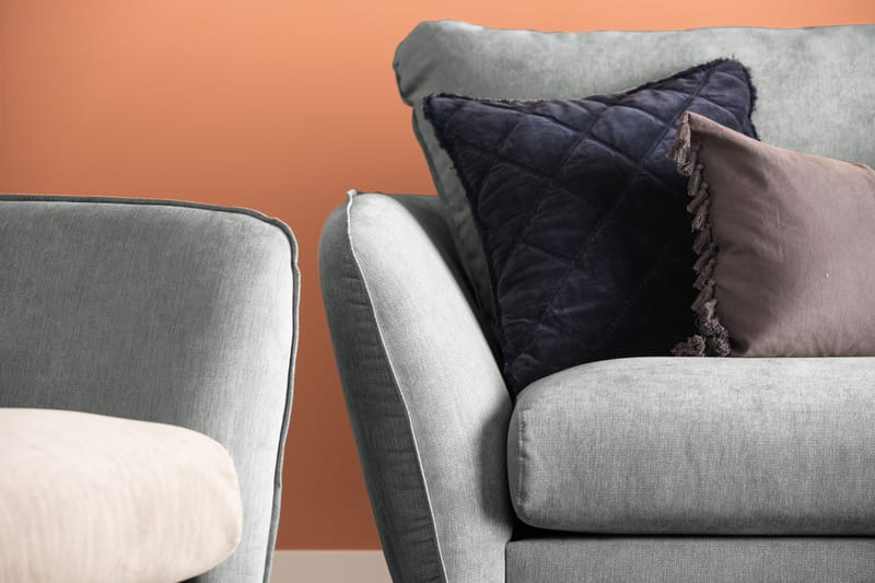 Trend Lyx 4-sits Högervänd L-formad Schäslongsoffa i Tyg - Grå - Möbler - Soffa - Divansoffor & schäslongsoffa