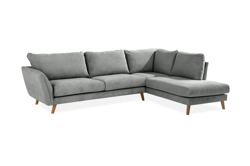 Trend Lyx 4-sits Högervänd L-formad Schäslongsoffa i Tyg - Grå - Möbler - Soffa - Divansoffor & schäslongsoffa