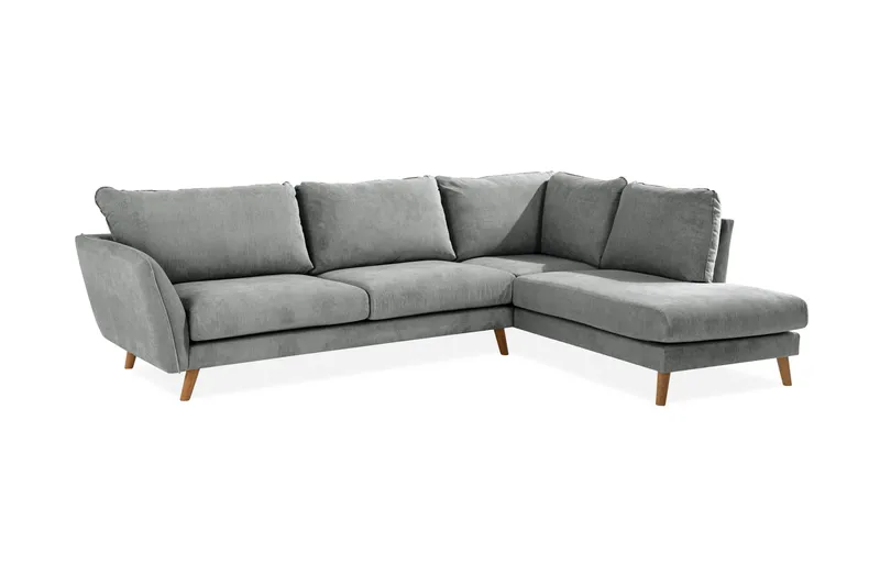 Trend Lyx 4-sits Högervänd L-formad Schäslongsoffa i Tyg - Grå - Möbler - Soffa - Divansoffor & schäslongsoffa - 4 sits soffa med divan