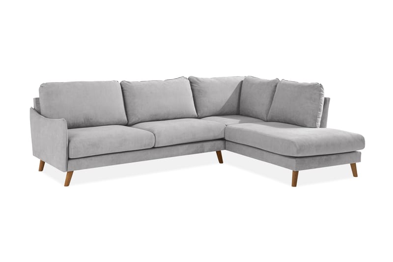 Trend Lyx 4-sits Högervänd L-formad Schäslongsoffa i Tyg - Ljusgrå - Möbler - Soffa - Divansoffor & schäslongsoffa