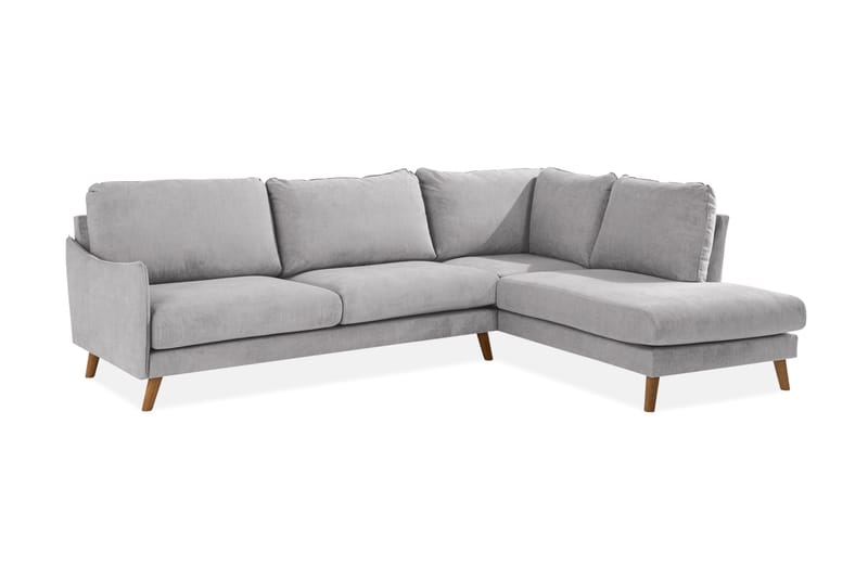 Trend Lyx 4-sits Högervänd L-formad Schäslongsoffa i Tyg - Ljusgrå - Möbler - Soffa - Divansoffor & schäslongsoffa - 4 sits soffa med divan