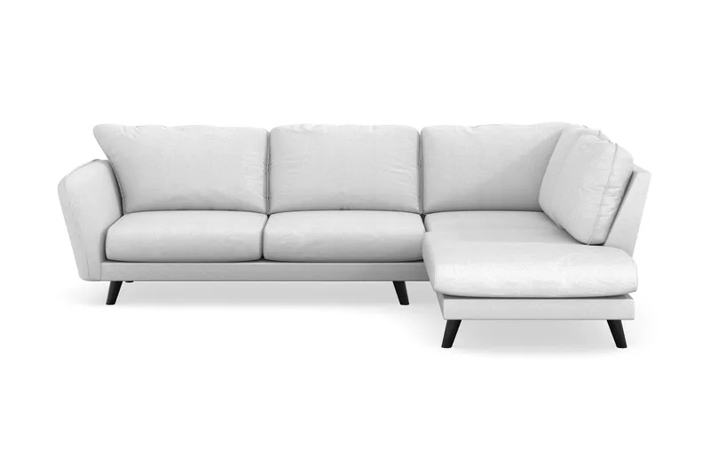 Trend Lyx 4-sits Högervänd L-formad Schäslongsoffa i Tyg, Ljusgrå