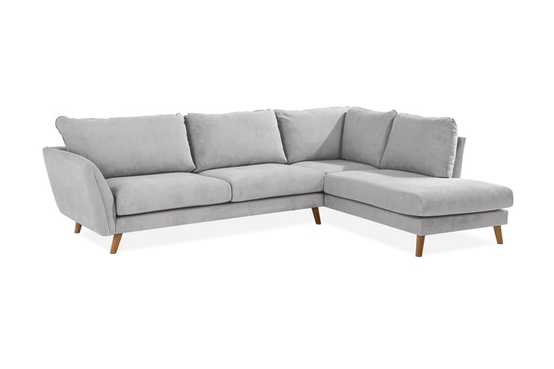 Trend Lyx 4-sits Högervänd L-formad Schäslongsoffa i Tyg - Ljusgrå - Möbler - Soffa - Divansoffor & schäslongsoffa - 4 sits soffa med divan