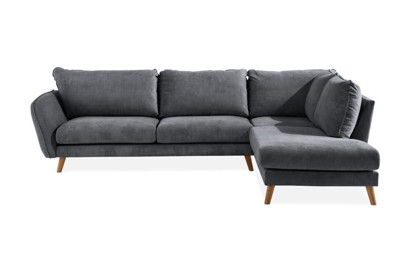 Trend Lyx 4-sits Högervänd L-formad Schäslongsoffa i Tyg - Mörkgrå - Möbler - Soffa - Divansoffor & schäslongsoffa