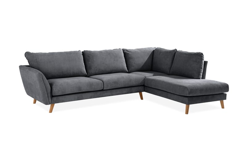 Trend Lyx 4-sits Högervänd L-formad Schäslongsoffa i Tyg - Mörkgrå - Möbler - Soffa - Divansoffor & schäslongsoffa