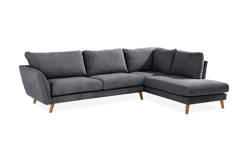Trend Lyx 4-sits Högervänd L-formad Schäslongsoffa i Tyg - Mörkgrå - Möbler - Soffa - Divansoffor & schäslongsoffa - 4 sits soffa med divan