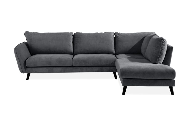 Trend Lyx 4-sits Högervänd L-formad Schäslongsoffa i Tyg - Mörkgrå - Möbler - Soffa - Divansoffor & schäslongsoffa - 4 sits soffa med divan