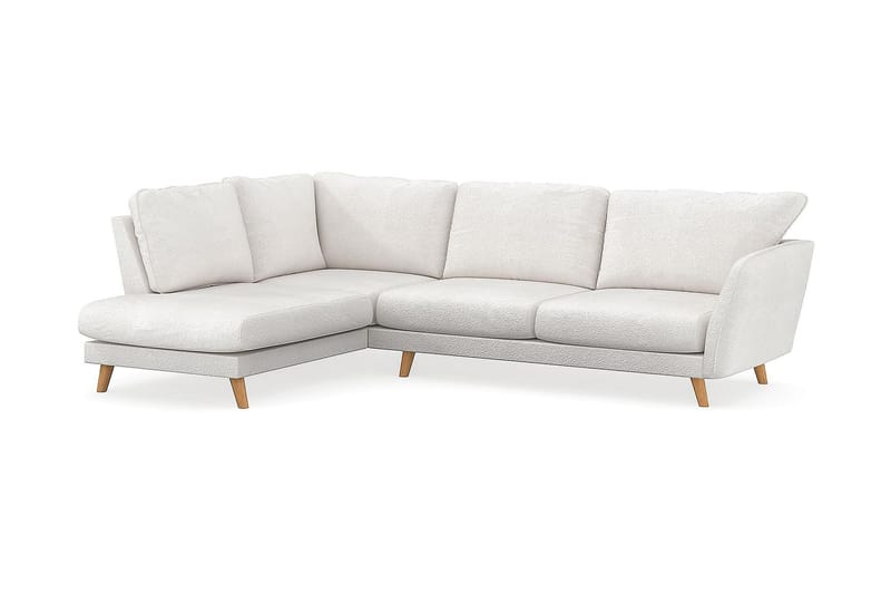 Trend Lyx 4-sits Vänstervänd L-formad Schäslongsoffa i Bouclé - Vit - Möbler - Soffa - Divansoffor & schäslongsoffa