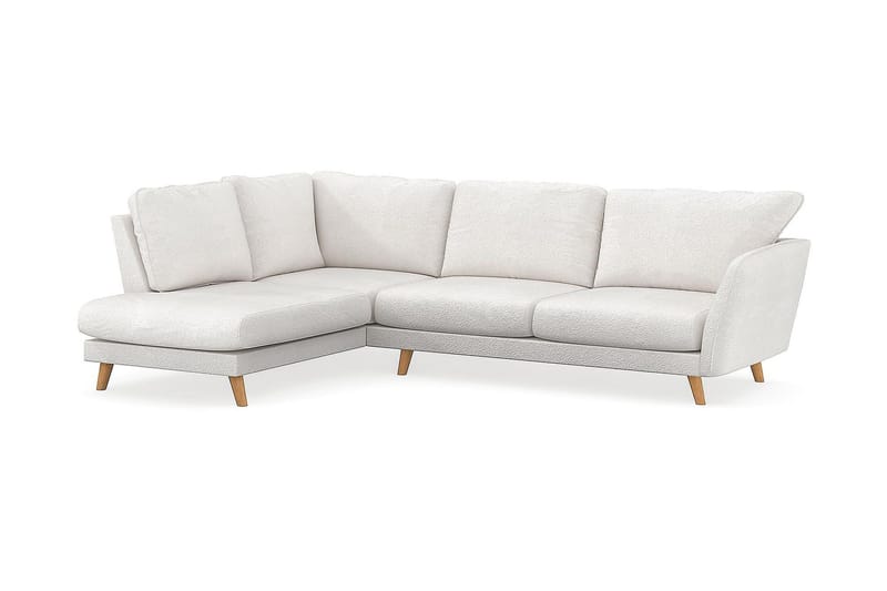 Trend Lyx 4-sits Vänstervänd L-formad Schäslongsoffa i Bouclé - Vit - Möbler - Soffa - Divansoffor & schäslongsoffa - 4 sits soffa med divan