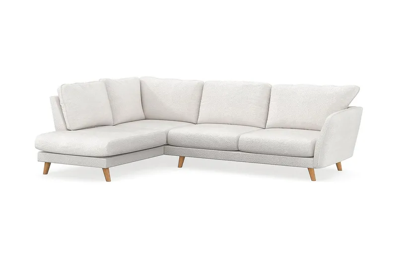 Trend Lyx 4-sits Vänstervänd L-formad Schäslongsoffa i Bouclé - Vit - Möbler - Soffa - Divansoffor & schäslongsoffa - 4 sits soffa med divan